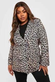 леопардовый пиджак с принтом Boohoo, коричневый