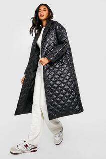 Удлинная пуховая куртка diamond quilt Boohoo, черный