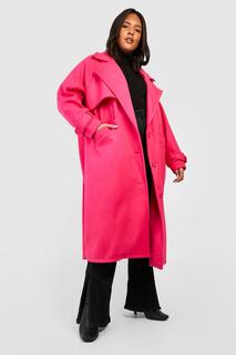 Пальто оверсайз из шерсти премиум премиум Boohoo, розовый