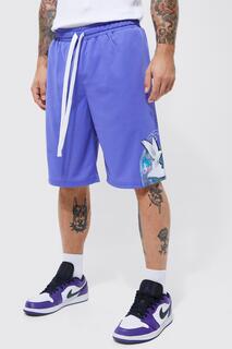 Длинные баскетбольные шорты свободного кроя dove Boohoo, фиолетовый