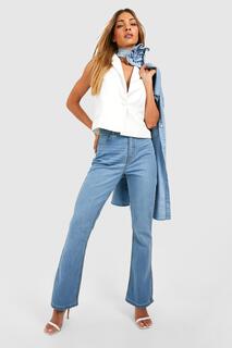 Джинсы стретч-расклешенные джинсы с разделками Boohoo, синий