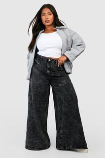 Широкие джинсы plus basic с высокой посадкой Boohoo, серый
