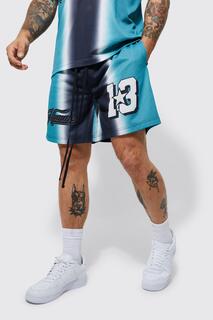 Баскетбольные шорты homme с принтом ombre Boohoo, бирюзовый