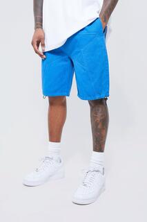 Короткие шорты с фиксированной талией, свободной аппликациями, звездой Boohoo, синий