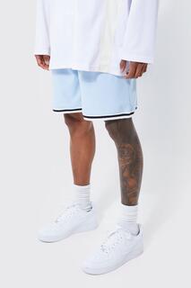 Баскетбольные шорты из свободной сетки с лентой по низу Boohoo, синий