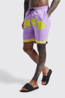 Шорты для плавания mid basketball limited Boohoo, фиолетовый