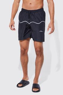 Официальные мужские шорты для плавания средней длины Boohoo, черный