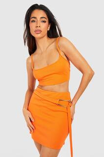 Мини-юбка из джерси из крепа Boohoo, оранжевый