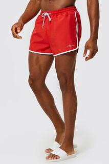 Мужские шорты для плавания signature runner Boohoo, красный