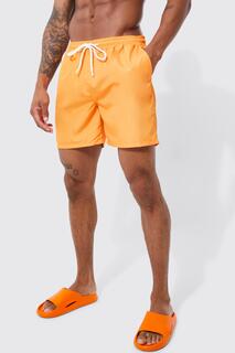 Мужские шорты для плавания средней длины Boohoo, оранжевый