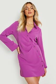 Платье-рубашка с ткаными соборами Boohoo, фиолетовый