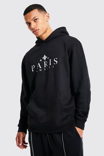 Худи с принтом tall paris city Boohoo, черный