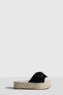 Сандалии-эспадрильи на плоской форме с лантом Boohoo, черный