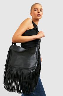 Большая сумка-шоппер с кисткой Boohoo, черный