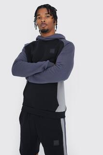 Короткий спортивный костюм мужской active color block Boohoo, черный