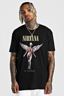 Футболка с лицензией nirvana оверсайз Boohoo, черный