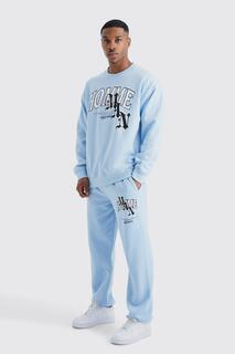 Спортивный спортивный костюм oversize gothic man Boohoo, синий