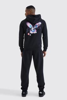 Спортивный костюм oversize homme butterfly с капюшоном Boohoo, черный