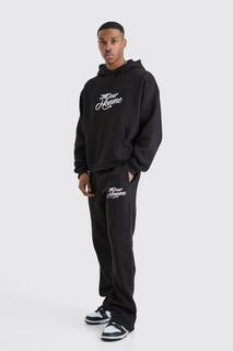 Спортивный костюм oversize boxy pour homme с капюшоном Boohoo, черный