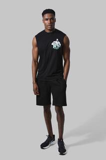 Короткий жилет оверсайз man active ny fitness Boohoo, черный