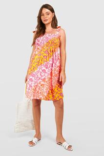 Мини-платье с прибором и цветочным ремешком для материалов Boohoo, розовый
