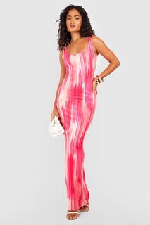 Платье макси с абстрактным вырезом Boohoo, розовый