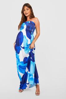 Платье макси с цветочным платьем для материалов Boohoo, синий