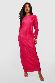 Платье макси с плиссированными рукавами Boohoo, розовый