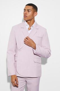 Узкий однобортный костюмный пиджак с запахом Boohoo, розовый