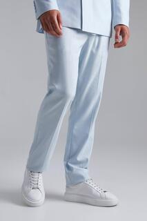Высокие узкие брюки костюрного фактурирования Boohoo, синий