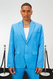 Однобортный костюмный пиджак оверсайз Boohoo, синий