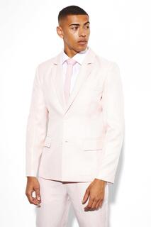 Узкий однобортный костюмный пиджак Boohoo, розовый