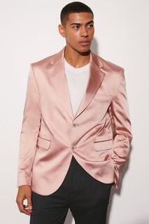 Атласный пиджак оверсайз Boohoo, розовый