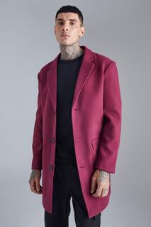 Однобортное пальто из шерсти Boohoo, бордовый