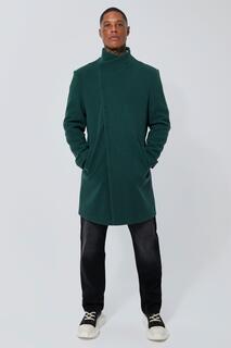 Пальто из шерсти с вороночным вырезом Boohoo, зеленый