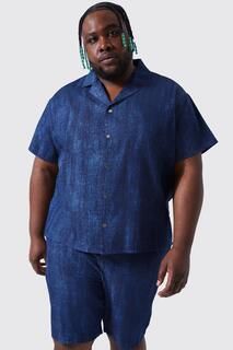 Джинсовая рубашка plus из ткани interest Boohoo, синий