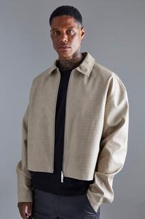 Куртка harrington из искусственной кожи croc Boohoo, серый