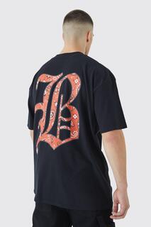 Высокая футболка бандана b с графикой оверсайз Boohoo, черный