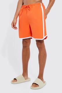 Высокие средние баскетбольные шорты для плавания Boohoo, оранжевый