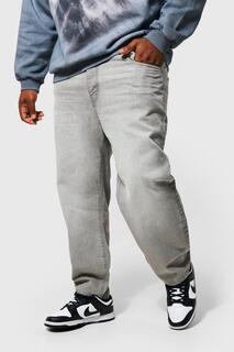 Укороченные джинсы из жесткого денима заюленного кроя Boohoo, серый