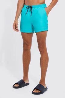 Высокие короткие мужские шорты для плавания Boohoo, зеленый