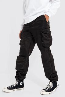Высокие брюки-карго свободного кроя 3d Boohoo, черный