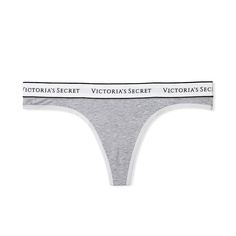 Стринги Victoria&apos;s Secret Logo Cotton Thong Smooth, серый
