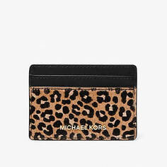 Визитница Michael Michael Kors Jet Set Small Leopard Print Calf Hair, черный