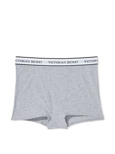 Трусы Victoria&apos;s Secret Logo Cotton High-Waist Boyshort, серый