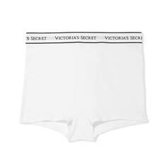 Трусики-шортики с высокой талией Victoria&apos;s Secret Logo Cotton, белый