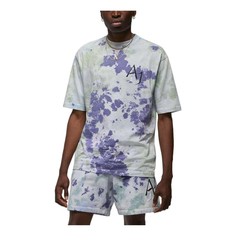 Футболка Men&apos;s Jordan Splash Ink Color Block Alphabet Printing Casual Short Sleeve Blue, Белый