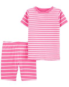 Пижамы из 2 предметов в полоску из 100 % хлопка с облегающим кроем для малышей Carter&apos;s, розовый Carters