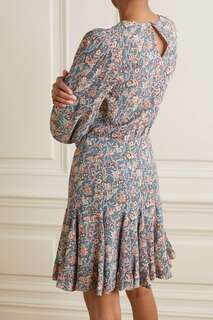 VERONICA BEARD платье мини Gara из крепдешина с цветочным принтом, синий