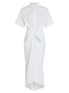 Платье-рубашка из поплина с завязками на талии Rosetta Getty, белый